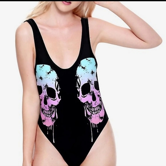NWT Midnight Hour dripping skull one piece swimsuit - Picture 1 of 6